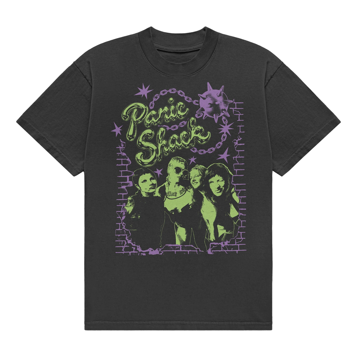 Dark charcoal Panic Shack Ball and Chain T-shirt
